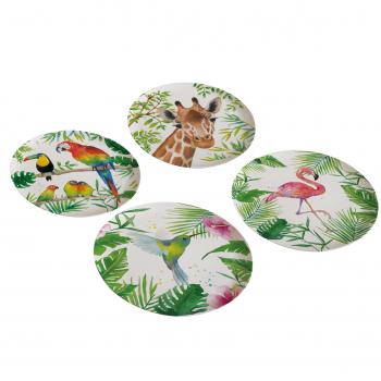 Bamboo Plates Tropical Set of 4