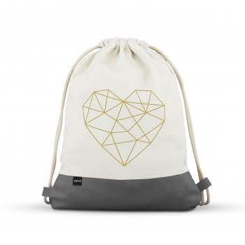 City Bag with Leatherette Geometric Heart