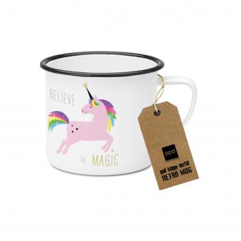 Happy Metal Mug Pink Unicorn