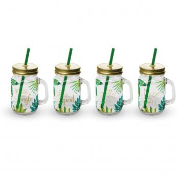 Party Tumbler Glass Set of 4 Jungle gold